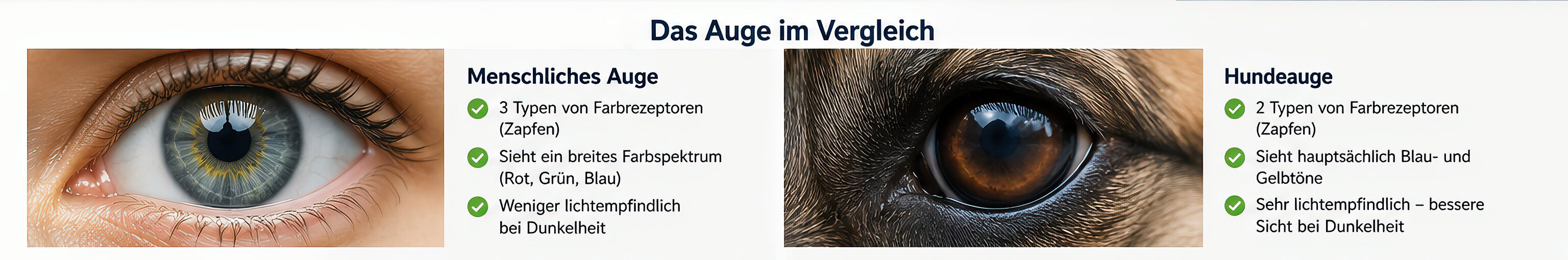 Vergleich zwischen menschlichem Auge und Hundeauge