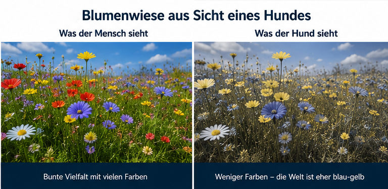 Blumenwiese aus Sicht von Mensch und Hund